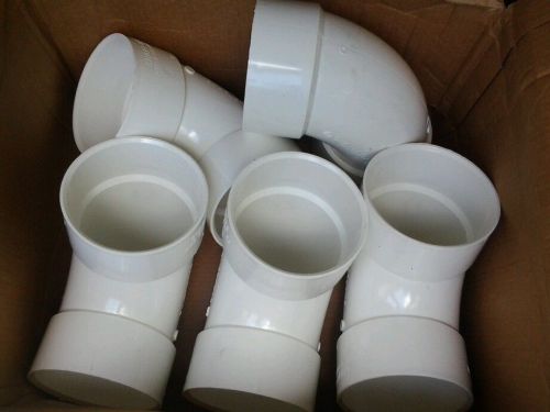5 Charlotte pipe  6 inch pvc schedule 40 glue fittings 90 degree elbows 1/4 ben