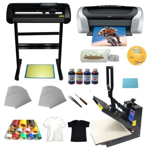 Flat heat press with 24&#034;cutting plotter epson printer ink heating transfer for sale