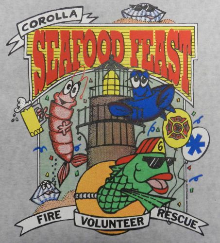 Corolla NC Volunteer Fire Rescue Seafood Feast Screen Print Transfer Wall Craft