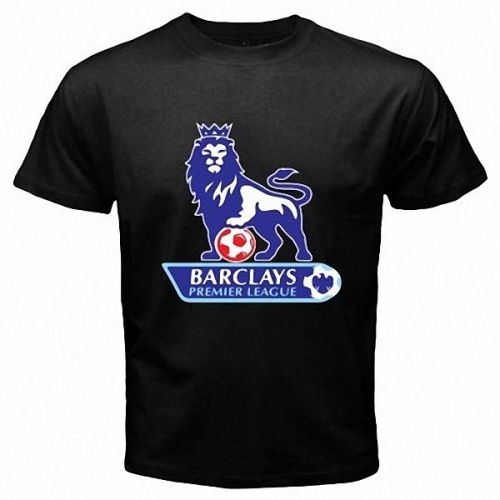 Barclays Premier League English Soccer Football Mens Black T-Shirt Size S - 3XL