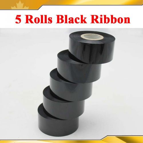5 Rolls Black 1.18x3936&#034; (0.03x100M) Hot Stamping Foil Thermal Transfer Ribbon