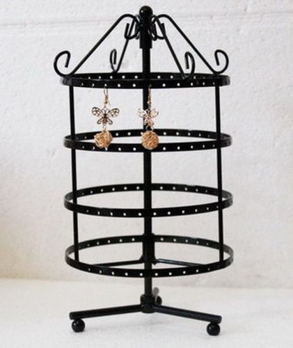 144 holes black color rotating earrings jewelry display stand rack holder