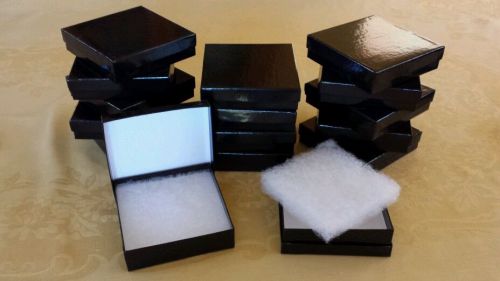 Jewelry Black Lined Gift Boxes, 4.25 inches square x 1.25 inches tall, Lot of 10