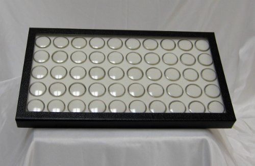 50 Gem Jar Tray with Magnetic See-Through Lid!! WHITE FOAM New