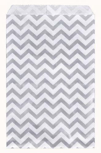 NEW 50 Jewelry Paper Gift shopping Bag 6x9 Silver Chevron