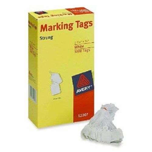 Avery White Marking Tags Strung, 1.093 x 0.75 Inches, Pack of 1000