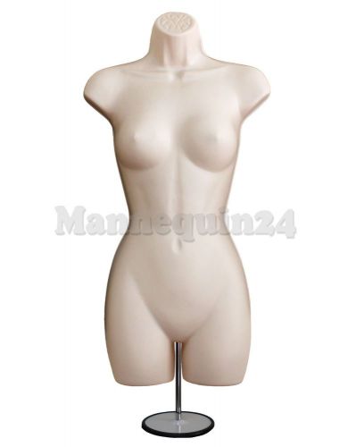 Flesh female mannequin dress form with metal stand and hook for hanging pants for sale