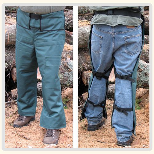 Adjustable chainsaw chaps protective, safety (green) for sale