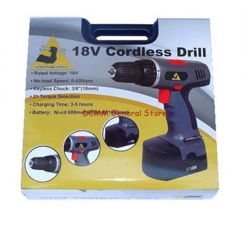 18P 3/8&#034; 18 Vlt Cordless Drill Kit - 600 RPM, Power Drill and Electricians Drill