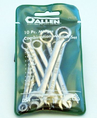 New Made in USA 10 Piece Midget Combination Wrench Set Allen no. 29025