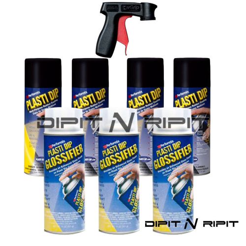 Performix plasti dip wheel kit 4 black 3 glossifier spray cans &amp; spray trigger for sale