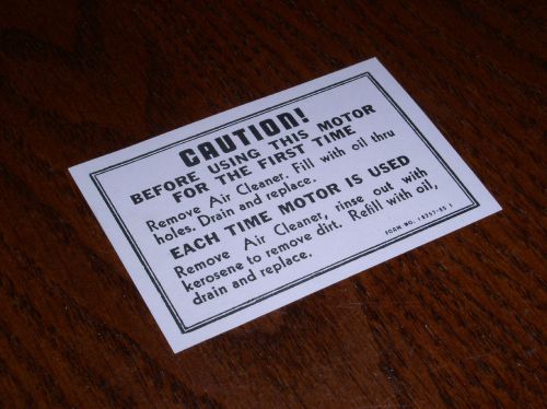 Vintage/Old Briggs &amp; Stratton  FH,FI,Y,-Gas Engine Air cleaner Instruction Label