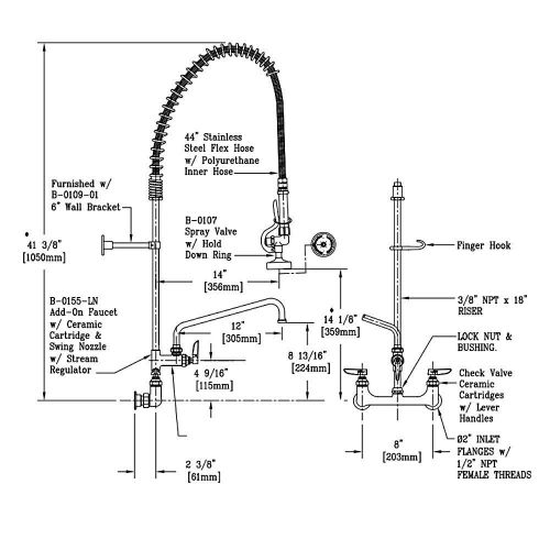 T &amp; S Brass B-0133-12-CR-B EasyInstall Prerinse Unit