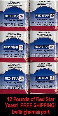 Red Star Yeast, 6-2# Packs-Free Fast Shipping!  Twelve Pounds in 2-3 days! WOW!!