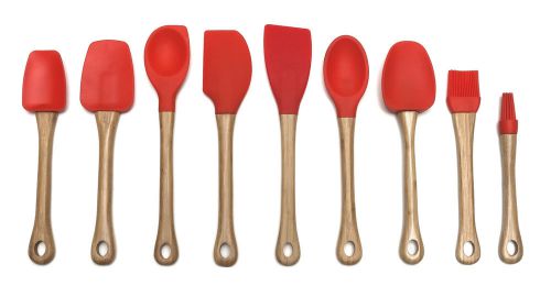 Lipper international 9 piece bamboo handled kitchen tool utensil set red for sale