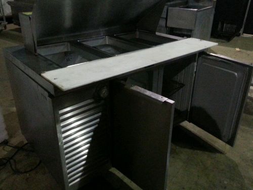 Randell 9030K 2 doors cooler and Prep table 3 bays and cutting board