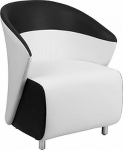 WHITE &amp; BLACK LEATHER LOUNGE RECEPTION CONTEMPORARY CHAIR FREE SHIPPNG LOT OF 1