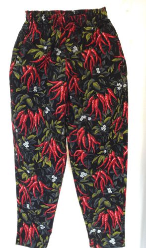 Gourmet Gear CHILI PEPPER Chefs Pants Drawstring Cotton Size S and M