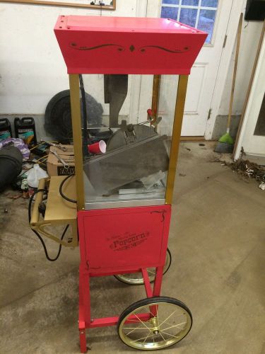 Nostalgia Old Fashioned Movie Time Popcorn Maker Machine Popper Cart