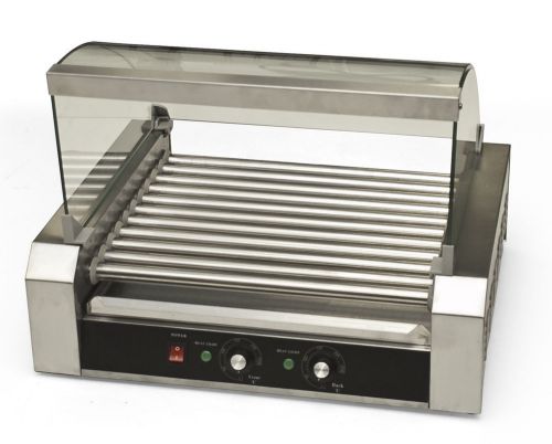 new Hot Dog Roller 30 Dogs Grill Cooker W/ Glass Hood Commercial Machine