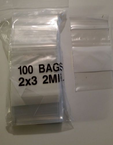 100 2&#034;x3&#034; ZIPLOCK BAGS White 2MIL Small POLY BAG RECLOSABLE BAGS Plastic Baggies