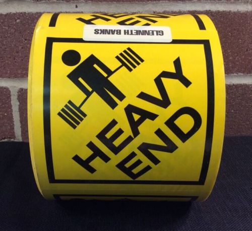 &#034;Heavy End&#034; Warning Labels One Roll 6&#034; x 6&#034; 7-1/2&#034;D 3&#034; Core * New * Make Offer