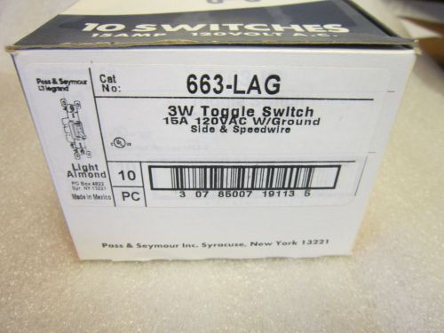 BOX OF10-NEW Cooper Wiring Devices 7501LA- 15-Amp 120-Volt Single-Pole Decorator