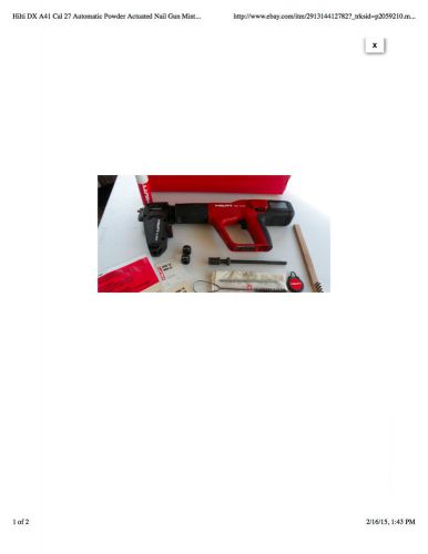 HILTI DX A41 CAL .27  Automatic Powder Actuated Nail Gun  MINT