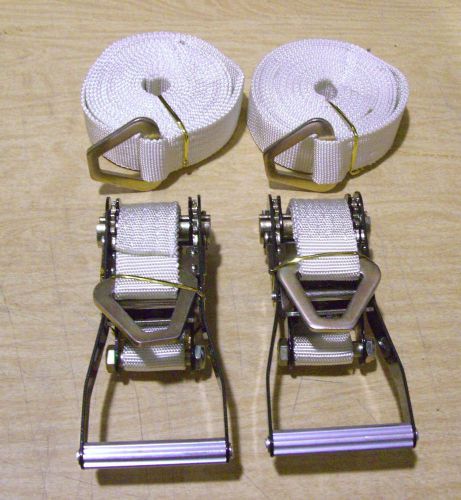 2 ratchet straps 1-3/4&#034; d ring 16&#039; flatbed truck trailer tie down farm cargo for sale