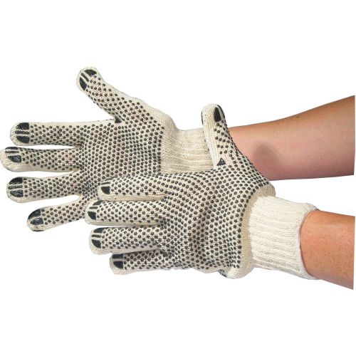 Black and White Cotton/Polyester Work Gloves Two-Sided PVC Dots Gloves 4 Pairs