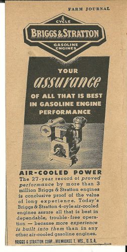 Sept 1947 Briggs &amp; Stratton Corp.Milwaukee,Wis.Gas Engine  ad