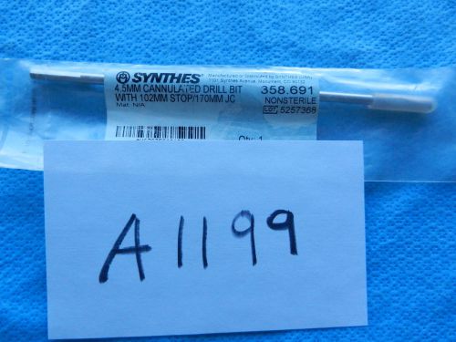 Synthes Orthopedic 4.5mm Cannulated Drill Bit With 102mm Stop 358.691  NEW!!