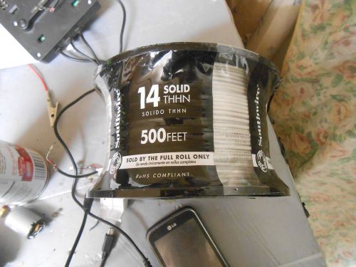 factory sealed 14 Gauge White AWM THHN/THWN Solid Wire 500 Ft spool