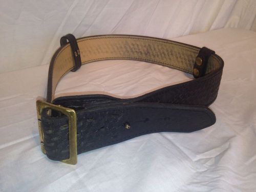 Gould &amp; Goodrich Heavy Duty Belt Mens Size 34 Used Condition Black Basket Weave