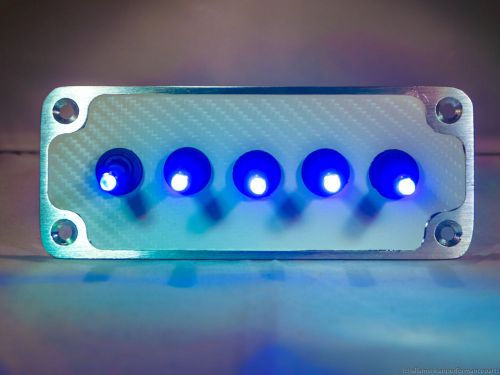 BILLET : WHITE WRAP CARBON FIBER PANEL w/ LED toggle switches - BLUE