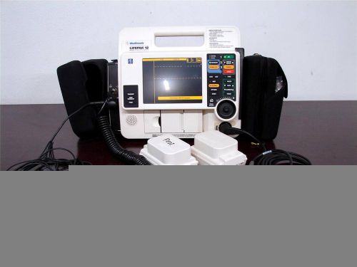 Lifepak 12 biphasic ecg nibp w/ cuff pacing aed therapy  2 batteries cary case for sale