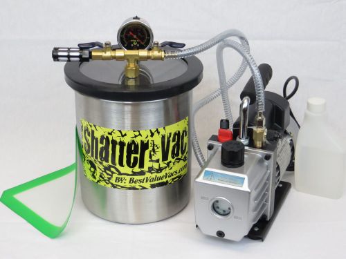 Shattervac 1.5 gallon stainless steel vacuum chamber &amp; 3 cfm vacuum pump kit for sale