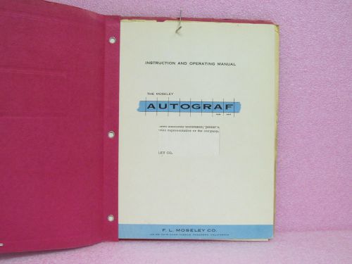 Moseley Manual Model 1 Autograf X-Y Recorder Instruction Manual w/Schem. (7/61)