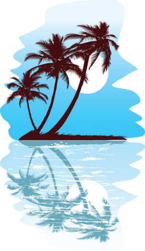 30 Personalized Return Address Beach Palm Trees Buy 3 get 1 free (bp55)