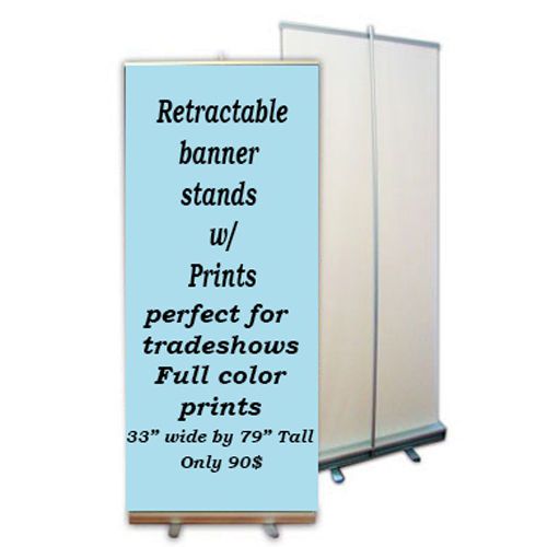 33&#034;x79&#034; Retractable Roll Up Banner Stand With Full color vinyl print
