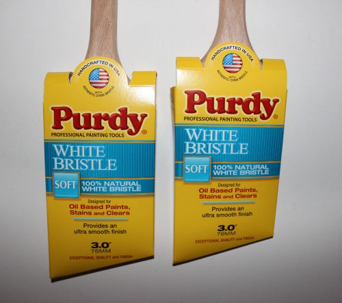 Lot of 2 Purdy Paint Brushes 3” SOFT 100% Natural White Bristle Oil Based Paints