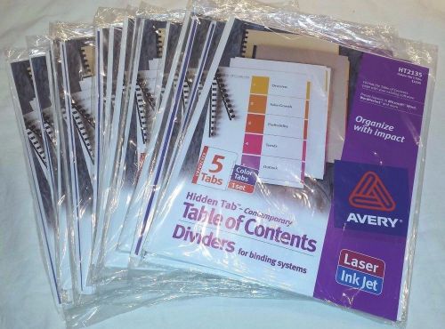 Avery - 5 tab color - Table of Content Dividers - HT2135 **Lot of 16 sets**