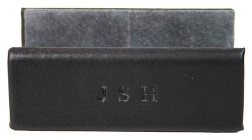 Black Leather Business Card Holder with Gray Suede Lining [ID 21877]