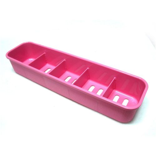 New 5 Divided Slim Desk Organizer Box Multi Case Stationery Stand Office Pink