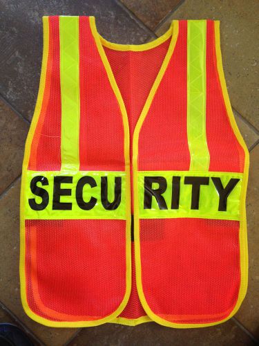 NEW &amp; IMPROVED! 6 SAFETY VESTS Vinyl Coated Mesh with SECURITY signs .