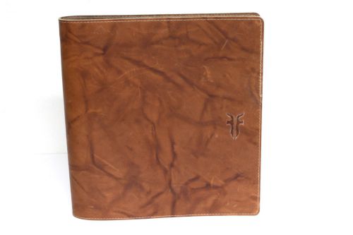 Rare FRYE BOOTS Marbled Leather 3 Ring Binder Planner Large folio portfolio 12&#034;