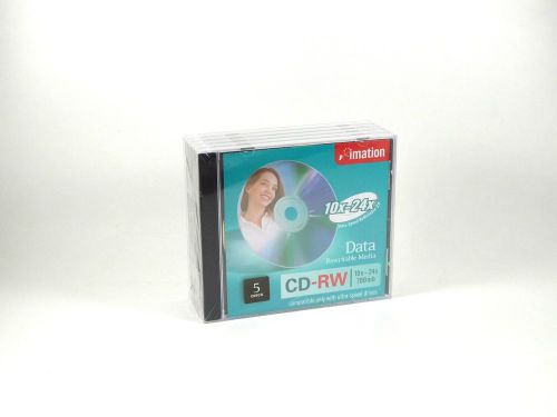 NEW Imation 5-Pack CD-RW Discs, 700MB/80min, 10x-24x w/ Slim Jewel Cases - 16884
