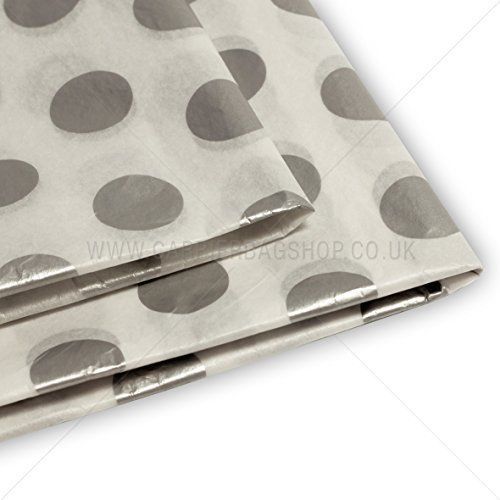 Silver &amp; White Polka Dots Tissue Paper 20 X 30 - 24 Sheets