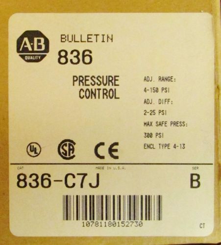 ALLEN BRADLEY 836-C7J 4-150 PSI Pressure Control Switch 836 C7J