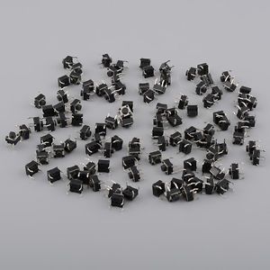 100pcs mini 6x6x5mm dip through-hole 4pin tactile push button switch momentary for sale
